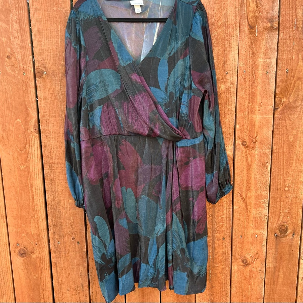 Ava & Viv Blue and Purple Long Sleeve Wrap Dress